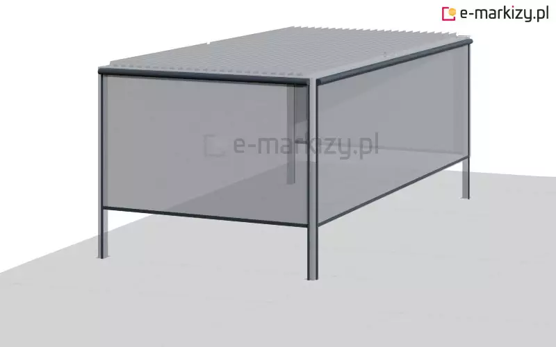 Pergola lamelowa z refleksolami półokrągłymi z trzech stron