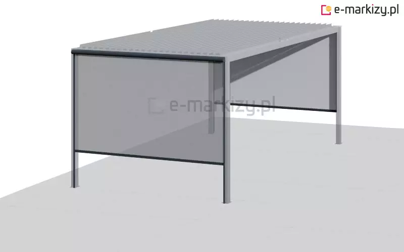 Pergola lamelowa z refleksolami półokrągłymi po bokach