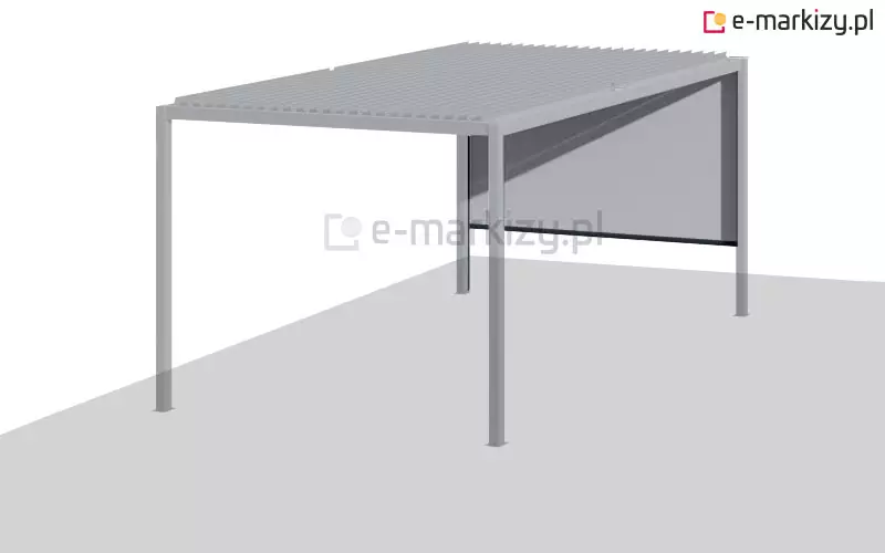 Pergola lamelowa z refleksolem półokrągłym z prawej strony