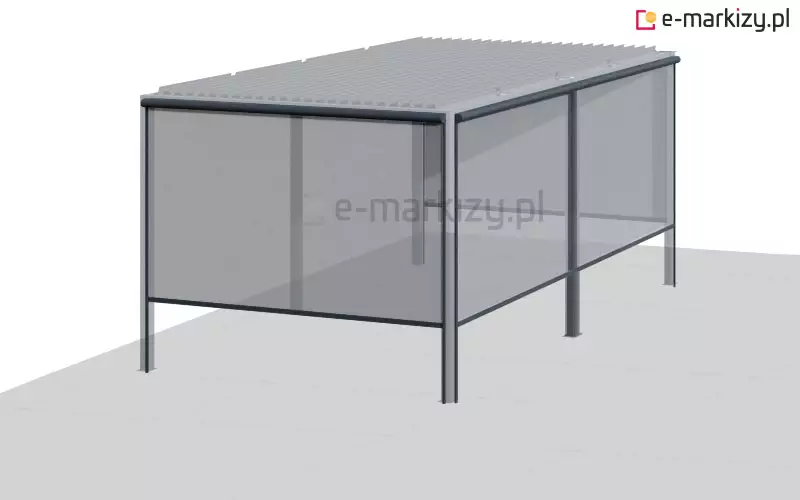 Pergola lamelowa na 6 podporach z refleksolami półokrągłymi