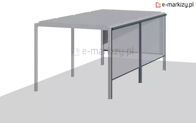 Pergola lamelowa na 6 podporach z refleksolami półokrągłymi