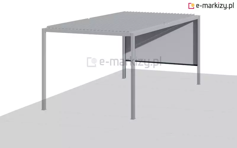 Pergola lamelowa wyposażona w refleksole z kwadratową kasetą