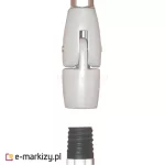 Zbliżenie połączenia zaczepu do podpory do markiz MOL z głównym elementem podpory, który posiada gwintowaną końcówkę wkręcaną w górny element.