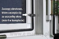 zaczepy moskitiery, moskitiera okienna zaczepy obrotowe