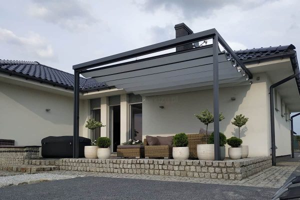 Pergola przyścienna dragon na wymiar, pergola aluminium malowane proszkowo