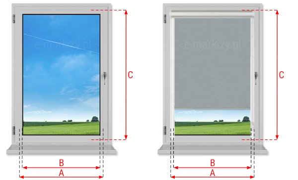 roletki okienne pomiary, wymiarowanie rolet okiennych, pomiar rolety na okno