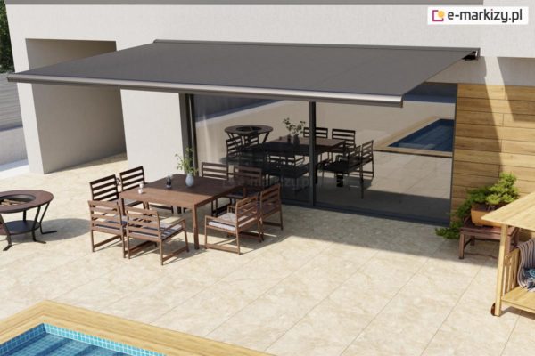 Oversized awning for a large terrace, dakar, awning control