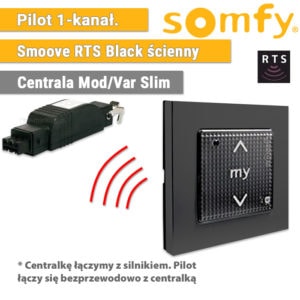 Somfy pilot ścienny smoove rts black 1810882 centrala mod/var slim 1810802, Smoove 1 RTS Black + Centrala Mod/Var