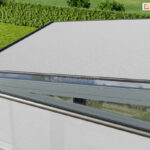 Zewnętrzna osłona przeciwsłoneczna veranda selt z tkaniną akrylową w jasnoszarej kolorystyce