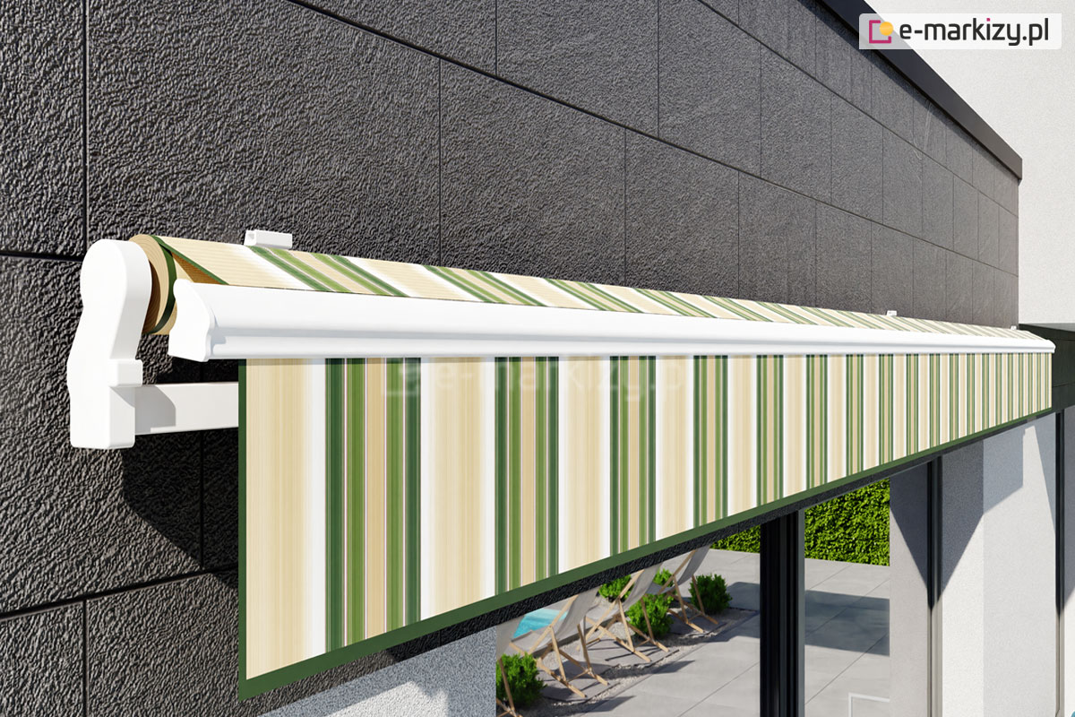 Terrassenmarkise mit silber plus Wandbefestigung