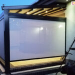 Ogród zimowy square firmy mol z zabudową refleksolami i ciepłym oświetleniem led na belkach przeciwwietrznych