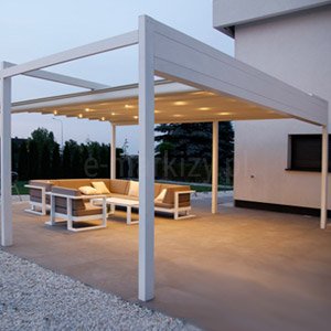 Free-standing Terrace Pergolas with a Fabric Roof