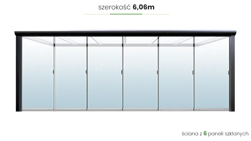 Szerokość 6,06m - 6 paneli szklanych