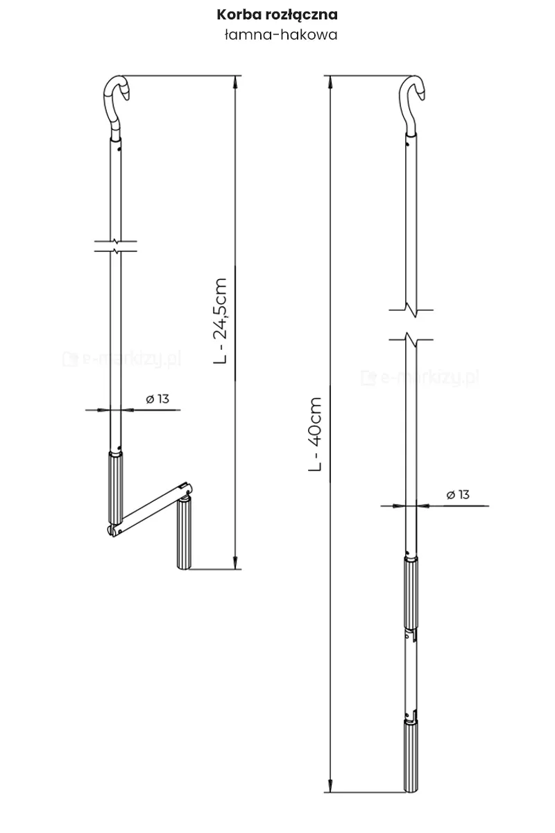 Korba hakowa łamna rozłączna do refleksola XXL o wymiarach maksymalnych L=40cm