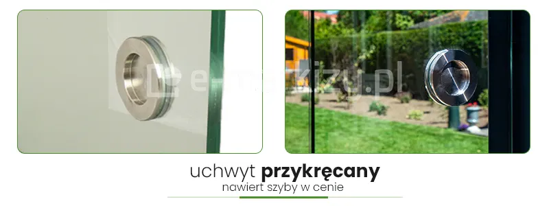 Szyby przesuwne Fiano Deponti z nawierconym otworem 50mm i obustronnym uchwytem