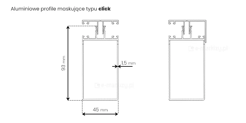 Aluminiowe profile maskujące typu click do zadaszenia Nebbiolo Depponti