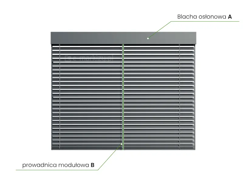 Podwójne żaluzje modułowe C80 - łączona blacha i prowadnice