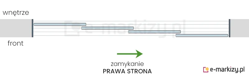 4 szyby przesuwne Miros zsuwane na prawą stronę na prowadnicy z 5 torami