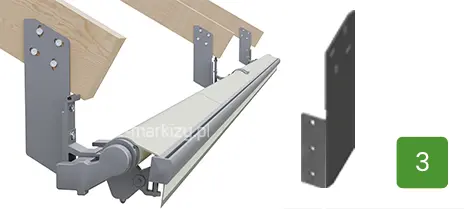 Do montażu markizy Australia Selt do krokwi dachowych używane są uchwyty krokwiowe Selt w połączeniu z uchwytami ściennymi