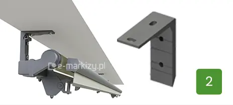 Do montażu markizy Australia Selt na suficie używane są uchwyty sufitowe Selt w połączeniu z uchwytami ściennymi