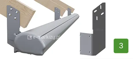 Do montażu markizy Dakar Selt do krokwi dachowych używane są uchwyty krokwiowe Selt w połączeniu z dedykowanymi uchwytami ściennymi