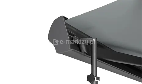 Podpora standard stabilizująca do markizy Dakar – grafitowa noga wspierająca konstrukcję markizy, zwiększająca jej stabilność po rozłożeniu, widoczna w połączeniu z belką przednią.