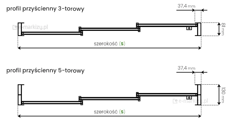 Rzut górny szklanego systemu bezramowego Miros
