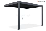 Kompaktowa przyścienna pergola Marlo 3x3m w kolorze antracytowym, w wersji sterowanej ręcznie za pomocą korby umieszczonej od przodu pergoli