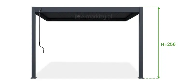 Standardowa wysokość pergoli lamelowej Marlo to 256cm