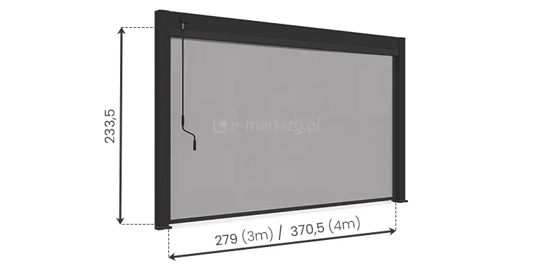 Roleta screen do pergoli Marlo dostępna w dwóch szerokościach: 3m i 4m w wersji ręcznej lub elektrycznej