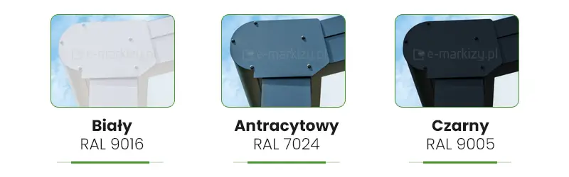 Wzmocniona konstrukcja zadaszenia Terano w wersji XXL posiada do wyboru 3 kolory