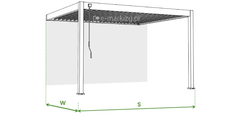 Instrukcja wymiarowania tarasu przed zamówieniem pergoli lamelowej Rubio Soft - jak zmierzyć szerokość całkowitą i wysięg pergoli?