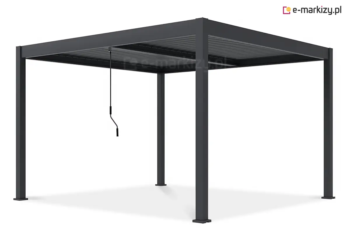 Pergola wolnostojąca Marlo Duo z ręczną korbą do obsługi dwóch niezależnych dachów lamelowych, antracytowe zadaszenie ogrodu z aluminiową konstrukcją 4×4 m