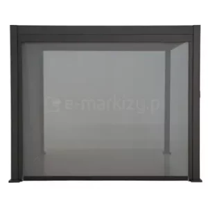 Frontowa lub boczna roleta zewnętrzna typu refleksol z przezierną tkaniną do pergol tarasowych Gloria