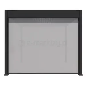 Frontowa lub boczna roleta przeciwsłoneczna typu refleksol z przezierną tkaniną do pergol tarasowych Marlo i Rubio w wersji ręcznej i elektrycznej