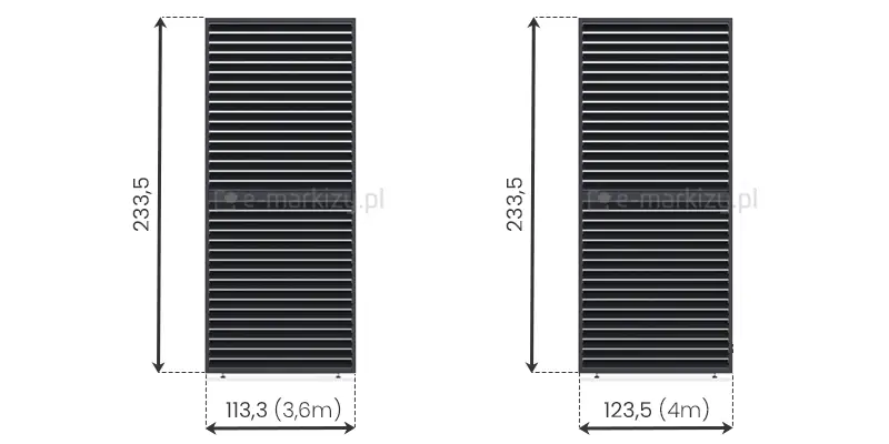 Panel regulowany do pergoli Marlo Duo dostępny w dwóch wymiarach: 113,3 cm i 123,5 cm. Przeznaczony do samodzielnego montażu, wykonany z odpornego aluminium.