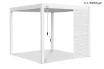 Lamelowa pergola tarasowa Marlo z ruchomymi deseczkami typu shutters w kolorze białym