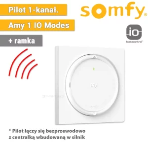 Naścienny pilot 1-kanałowy Amy Modes firmy Somfy łączy się bezprzewodowo z centralką wbudowaną w silnik osłony
