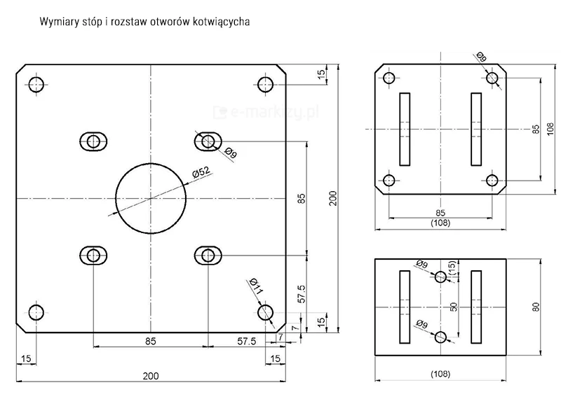 Pergola aluprof sb450 przekroj stopy montazowej