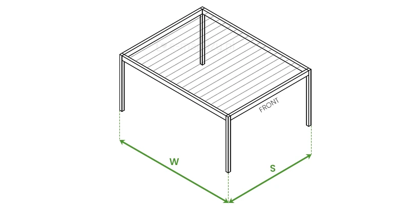 Instrukcja pomiaru tarasu przed zamówieniem pergoli z lamelami aluprof model SB 450