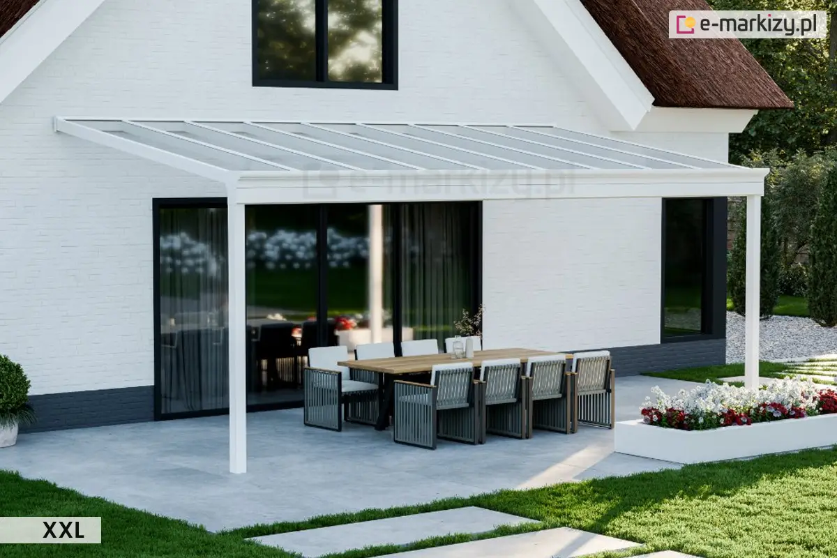 Biale zadaszenie tarasowe terano