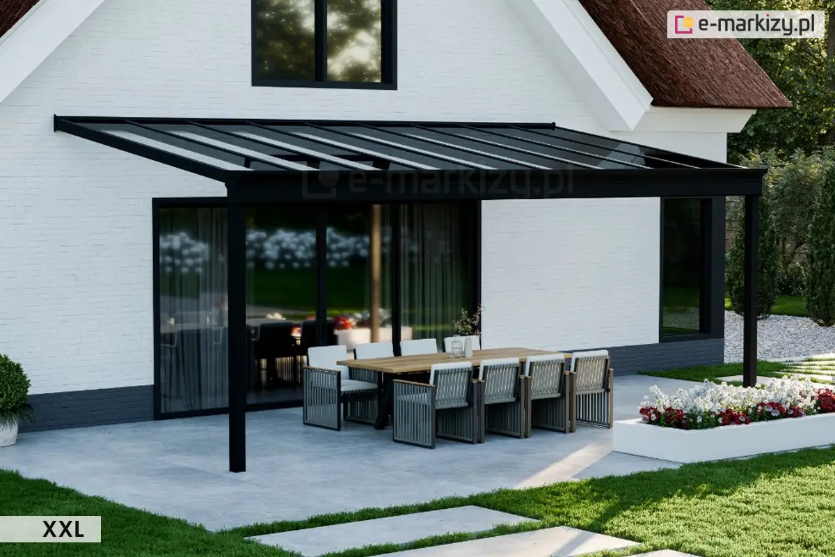 Czarne zadaszenie tarasowe terano