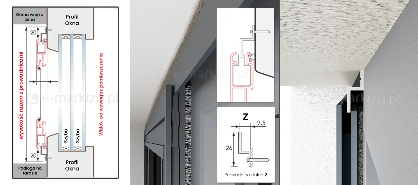 Moskitiera slider prowadnica gorna typ z