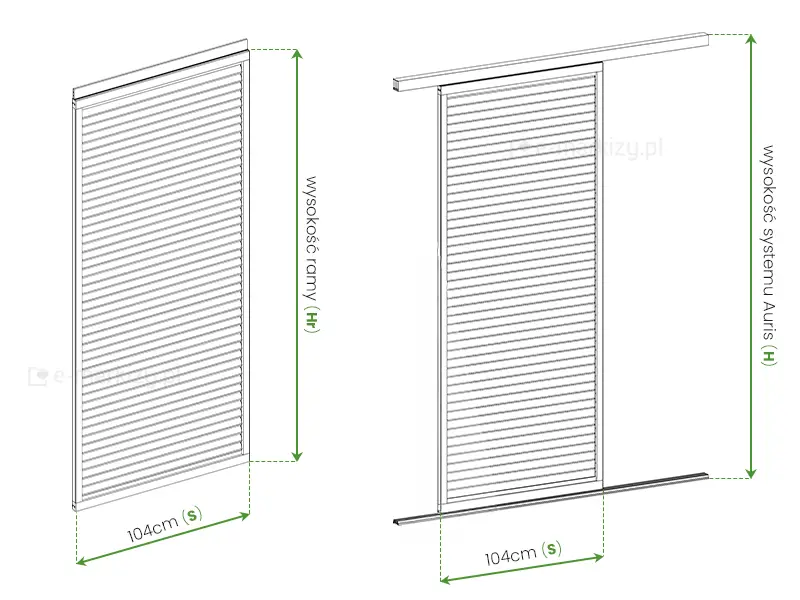Wysokość całego systemu Auris Louvre i samego panelu