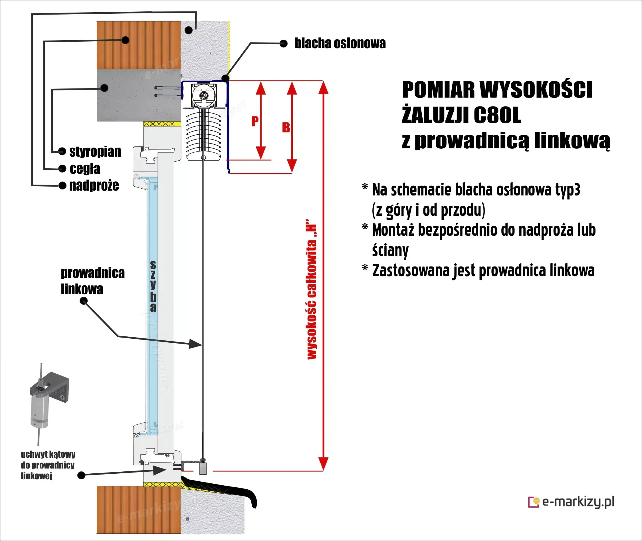montaż we wnęce – pomiar wysokości