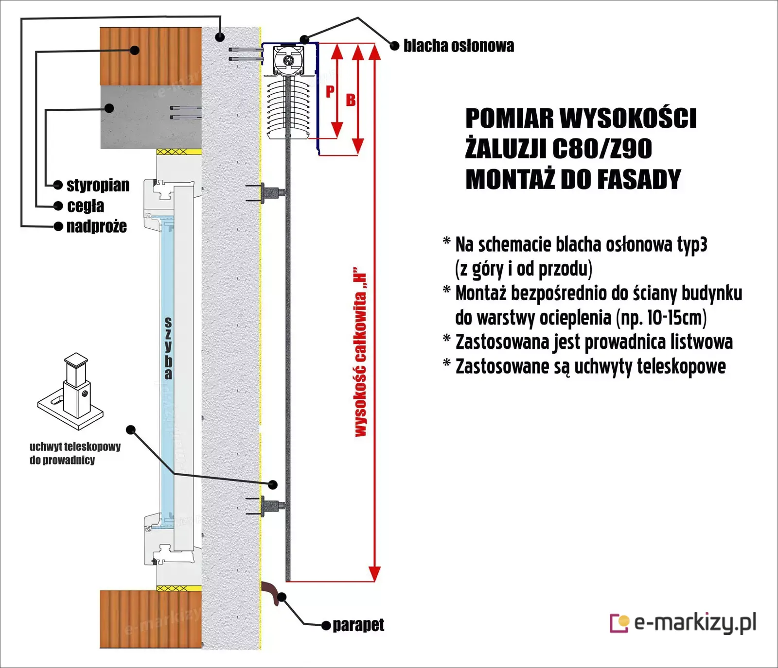 Montaż na fasadę – pomiar wysokości